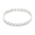 Elegante pulsera de eslabones de acero inoxidable plateado con cierre desplegable clásico - Ancho 0.8 / Color acero