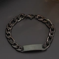 Men's minimalist black stainless steel chain bracelet with a smooth polished ID plate - Black ID Plate Bracelet (8mm*21cm)