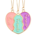 Driedelige gouden BFF-kettingset met kleurrijke emaille hartjes hangers - Best Friends Forever 3-delige Set Magnetisch