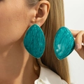 Retro emerald green enamel marble texture geometric drop earrings with gold metal trim - Gold + Green
