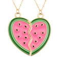 BFF magnetische hartjes ketting set met creatief meloenpatroon en gouden schakels - Color Splicing Watermelon Heart Style