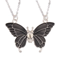 BFF vlinder ketting set met zwart emaille magneethanger en zilveren ketting - Black Magnetic Butterfly Style