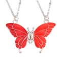 Magnetische BFF vlinder ketting met rood emaille hart op zilveren O-ketting - Red Magnetic Butterfly Style