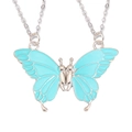 Magnetische BFF vlinderkettingen in lichtblauw emaille met zilveren afwerking - Light Blue Magnetic Butterfly Style