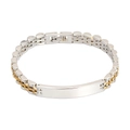 Tweekleurige zilveren en gouden roestvrijstalen schakelarmband met ID-plaatje - Curved Plate Two-tone / Breedte 0.8