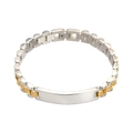 Tweekleurige zilveren en gouden roestvrijstalen horlogeband armband met blanco ID-plaat - Curved Plate Two-tone / Breedte 1.0