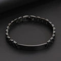 Minimalistische matzwarte roestvrijstalen horlogeband armband met blanco ID-plaat - Curved Plate Black / Breedte 1.0