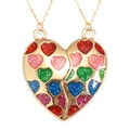 Gouden BFF hartjeskettingen met kleurrijke glitter regenbooghartjes voor beste vriendinnen - Glitter Colorful Heart Splicing Magnetic