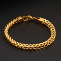 Golden franco link chain bracelet in polished stainless steel with lobster clasp - Gold Box Chain Bracelet (6mm*21cm)
