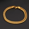 Polished golden stainless steel wheat chain bracelet featuring a secure lobster clasp - Gold Chain Bracelet (7mm*21cm)