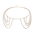 Chaîne de corps dorée multicouche minimaliste avec glands en cristal et fermoir ajustable - Or (0374)