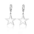 Détail de boucles d'oreilles étoiles évidées en argent avec finition métal poli - 10# Étoile à Cinq Branches en Argent