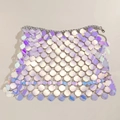 Detail of colorful sequins and hollow mesh structure with metal chain on the body chain - Iridescent Skirt