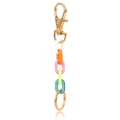 Kleurrijke acryl schakelketting sleutelhanger met gouden karabijnsluiting op witte achtergrond - Kleurrijk
