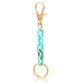 Modieuze sleutelhanger met gouden karabijnsluiting en mintgroene acryl ketting - Groen