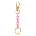Minimalistische sleutelhanger met gouden sluiting en roze schakels voor denim mode - Roze