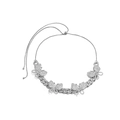 Detail of silver Cuban chain necklace with sparkling rhinestone butterflies and adjustable closure - Silver Clear Rhinestone