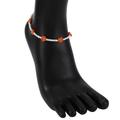Tobillera minimalista de cuentas de margaritas blancas con detalles en naranja - Tobillera - Naranja
