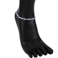 Tobillera hecha a mano con margaritas y cuentas de resina azules y blancas - Tobillera - Azul