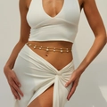 Chaîne de taille de plage avec perles d'imitation, breloques étoile de mer et perles d'or - Style Or Étoile de Mer Perle Perlé (6280)