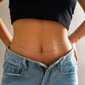 Double-layered silver waist chain with tiny sequins for women beach body jewelry - Sequin And Snake Chain / Silver Style 1 (4111)