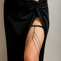 Sexy multi-layer black thigh chain with star rhinestones and pearl tassels for women - Style 2 Clear Rhinestone Decor (0130) / Style 2 Black