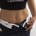 Catenina da vita dorata minimalista con cristalli rotondi per donna in stile hip-hop - Strato Singolo Geometrico Strass (1232) / Oro (1232)