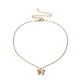Minimalist gold butterfly pendant necklace with geometric cross chain and adjustable clasp - Single Butterfly Necklace Gold (2638) / Gold
