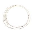 Double-layer gold body chain featuring pink rhinestones and metallic circular sequins - Gold and Rose Red
