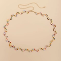 Bunte Perlen-Taillenkette im Ethno-Stil mit Herz-Acryl-Details und goldener Gliederkette - Stil 2 Gold + Mehrfarbig