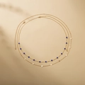 Double-layer gold body chain with blue gemstones and sparkling round sequins - Gold Tone + Royal Blue