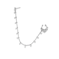 Ethnic silver nose-to-ear chain with delicate white pearls and hollow pattern clip - Artificial Pearl Tassel Silver (E3127)