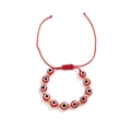 Détail du bracelet en cordon rouge tressé avec perles mauvais œil et doré chic - Style Deux Rouge (1071) / Rouge