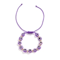 Bracelet tressé violet Evil Eye fait main avec perles dorées et cordon ajustable - Style Deux Violet (1071) / Violet