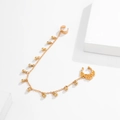 Golden clip-on nose chain with beaded fringe and lace pattern decoration on white stone - Metal Bead Tassel Chain / Gold Style 2 (0035)