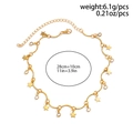 Macro view of gold star charms and clear crystal pendants on a fine link chain jewelry - Star Wave Chain Necklace (1334) / Gold Style 2 (1334)