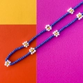 Collana di perline blu con margherite bianche e gialle in stile bohémien e Y2K - Blu + Giallo (3111)