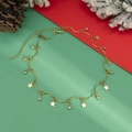 Elegante gouden fluwelen sterrenketting voor dames met sterrenhangers en groene kristallen - Gouden Ster Enkelbandje (1334)