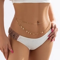 Double-layered golden waist chain featuring delicate leaf-shaped charms for women - Double Layer Leaf Style-Gold(1434)