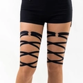 Sexy black elastic multi-layer leg chain with heart metal buckle in punk Harajuku style - Single Black Heart Leg Chain (0203)