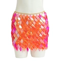 Pink and orange holographic sequin body chain belt with gold mesh link design - Orange Skirt Only (Without Top) (1412)
