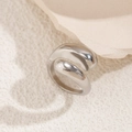 Macro shot of silver minimalist open collar choker necklace with a mirror-polished finish - Silver (Ring)