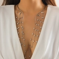 Silver punk choker with long tassels and star charms for a gothic statement look - Silver Star Tassel Style (5821)