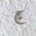 Micro-paved celestial moon and star pendant in silver finish with cubic zirconia stones - Silver Pave Star Moon Style (4)
