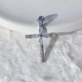 Macro di ciondolo a croce in argento con zirconi cubici taglio marquise e taglio tondo - Stile Argento con Pietra Marquise Bianca (6)