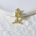 Elegant gold tulip pendant with sparkling zircon floral design on white ceramic base - Gold Tulip White Zirconia Style (Without Chain) (4)