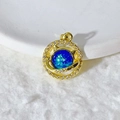 18K vergoldeter Anhänger mit tiefblauem Stein und weißen Zirkonia-Akzenten - Gold Tiefblau Orbit Planet Stil (7)