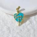 Vintage Herzanhänger mit blauer Emaille, Zirkonia-Schlange und eleganter Goldbeschichtung - Gold Himmelblau Herz Schlange (1)