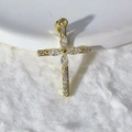 Ciondolo a croce dorata con zirconi bianchi taglio marquise e gemme scintillanti - Stile Oro con Pietra Marquise Bianca (5)