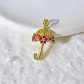 Exquisiter 18K vergoldeter Regenschirm-Anhänger mit bunten Zirkonsteinen für DIY-Schmuck - Gold Mehrfarbiger Strass Regenschirm Stil (9)